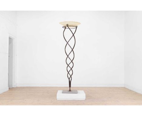 Jean-François Crochet (French, b.1949), an 'Antinea' floor lamp, c.1980, designed for Terzani, the Murano glass shade raised 