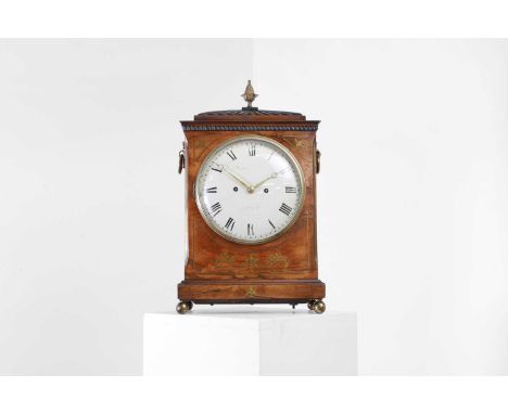 A Regency mahogany and brass-inlaid bracket clock, by Frodsham, London, the white enamel dial inscribed 'Frodsham London', wi