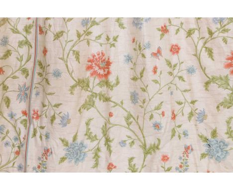 Two pairs of lined and interlined chintz curtains, 20th century, with floral decoration to a pale ground,each drop 278cm long