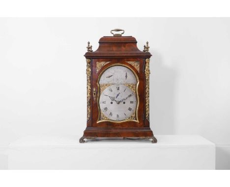 A George III mahogany bracket clock, by Edward and John Pistor, the 6¾-inch arched silvered dial with strike/silent and date,