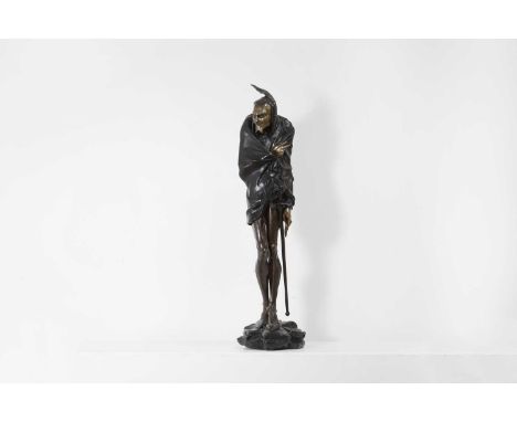 After Jacques-Louis Gautier, 'Mephistopheles', cold-painted bronze, late 19th/early 20th century, inscribed 'J. Gautier' to t