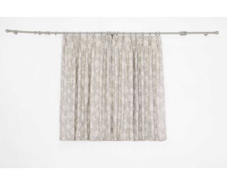 A pair of linen curtains in Vanessa Arbuthnott 'Flora and Fauna', of recent manufacture, lined and interlined, decorated with