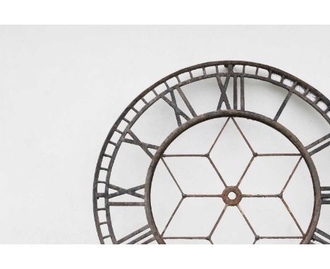 A Victorian cast iron architectural skeleton clock face, 19th century, probably Joyce of Whitchurch (Smith of Derby), the cha