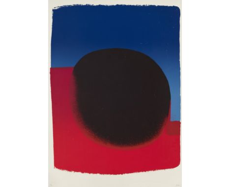 Rupprecht Geiger.  (1908 - 2009 München). rot - blau - schwarz. 1958/59. Farbserigraphie auf Velin. 78 x 58,5 cm (86 x 61 cm)