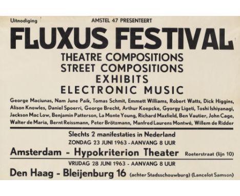 Fluxus Willem de Ridder (1939 - 2022)Poster. Fluxus Festival/Theatre Compositions/Street Compositions/Exhibits/Electronic Mus