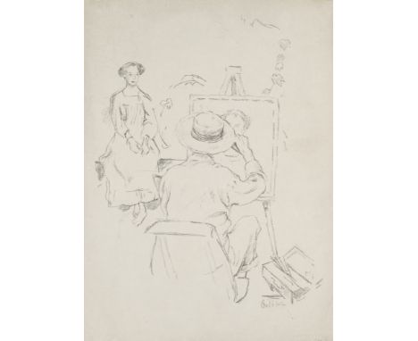 Emil Orlik.  (1870 Prag - 1932 Berlin). Der Maler Emil Rudolf Weiss im Atelier. 1910. Lithographie auf Velin. 34 x 26 cm (39,