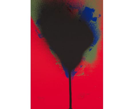 Otto Piene.  (1928 Laasphe/Westf. - 2014 Berlin). Schwarzer Baum. 1972. Farbserigraphie auf Velinkarton. 39,5 x 26 cm. Signie