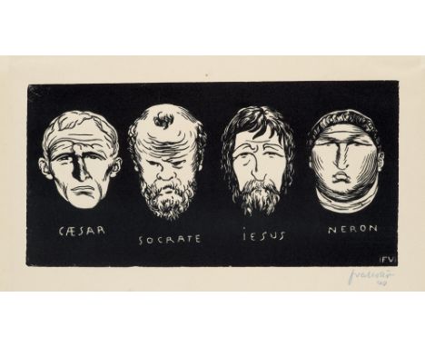Félix Vallotton.  (1865 Lausanne - 1925 Paris). Caesar, Socrates, Jesus, Nero. 1892. Holzschnitt auf Papier. 15,1 x 31 cm (24