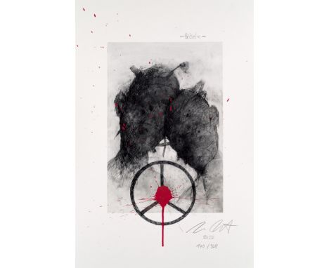 Jonas Burgert.  (1969 Berlin). Beisein. 2022. Acryl über Digitaldruck auf Velin. 60 x 39,5 cm (60 x 39,5 cm). Signiert, datie