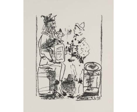 Pablo Picasso.  (1881 Malaga - 1973 Mougins). Les Saltimbanques. 1959. Lithographie auf Vélin d'Arches (m. Wz.). 21,5 x 17 cm