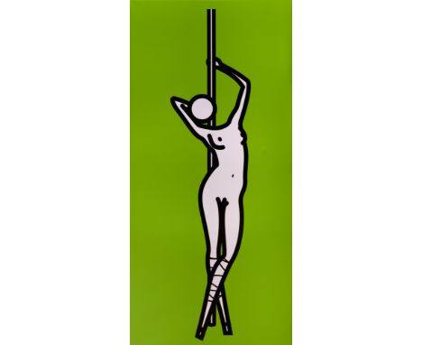 Julian Opie.  (1958 London). This is Shahnoza/Shahnoza Pole Dancer (green). 2008. Farbserigraphie auf Vinyl auf Keilrahmen au