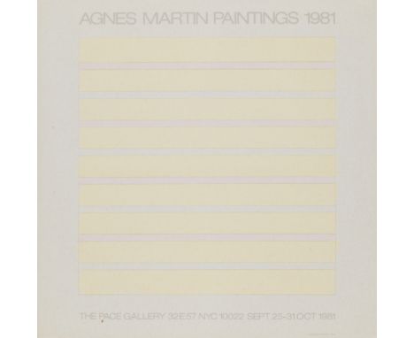 Amerikanische Moderne - Minimalismus Agnes Martin (1912 Macklin - 2004 Taos, New Mexico)o.T. 1981. Farboffsetlithographie auf
