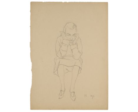 Neue Sachlichkeit - - Rudolf Schlichter.  (1890 Calw - 1955 München). Sitzende Frau. Bleistift auf Velin. 1930er Jahre. 44 x 