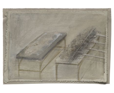 Friedrich Einhoff (1936 Magdeburg - 2018)o.T. 1983. Acryl und Sand auf Leinwand. 23,5 x 33,1 cm. Signiert und datiert. Punktu