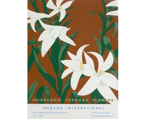 Alex Katz.  (1927 New York). Friendship to Flowers - Ikebana international. Plakat. 1968. Farbserigraphie auf Velin. 72 x 63 