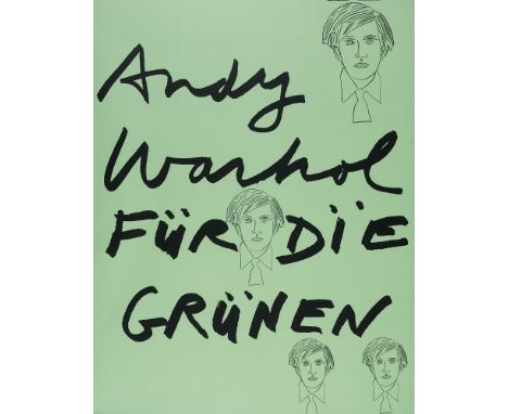 Andy Warhol (nach).  (1928 Pittsburgh - 1987 New York). 2 Plakate: Für die Grünen. 1980. Je Farbserigraphie in Schwarz und Gr