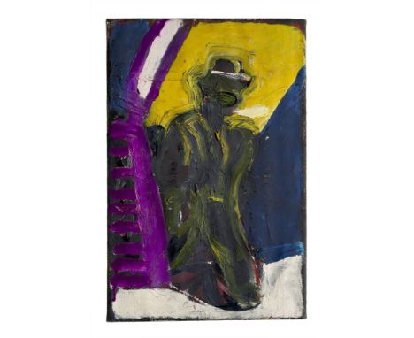 Killisch, Klaus.  (1959 Wurzen). Die Jagd. 1987. ÖL auf Leinwand. 60 x 40 cm. Verso signiert, datiert und betitelt. - Am Keil