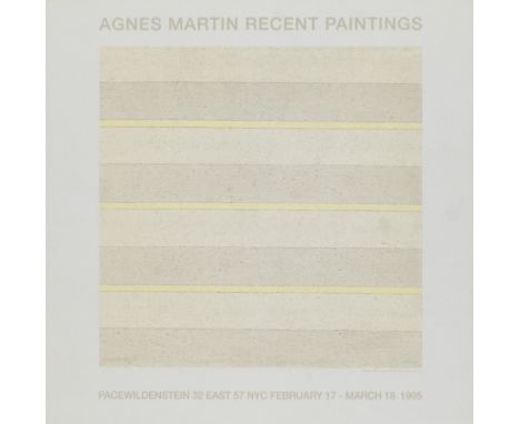 Amerikanische Moderne - Minimalismus Agnes Martin (1912 Macklin - 2004 Taos, New Mexico)o.T. 1995. Farboffsetlithographie auf
