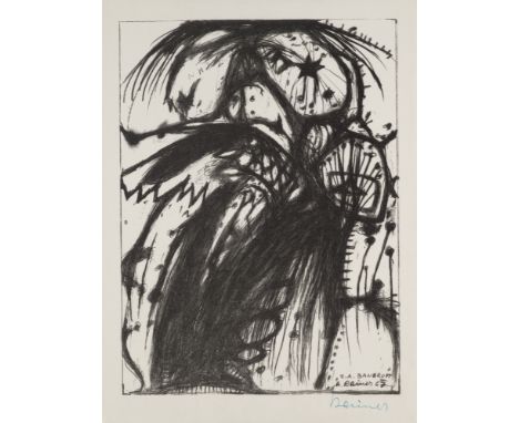 Wiener Aktionismus - - Arnulf Rainer.  (1929 Baden b. Wien). J. A. Bancroft. 1967. Lithographie auf Bütten. 33,5 x 25 cm (39 