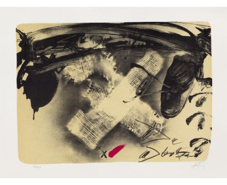 Antoni Tàpies.  (1923 - 2012 Barcelona). X de Tissu (1980). Farblithographie auf Velin. 58 x 80,5 cm (73 x 95 cm). Signiert u