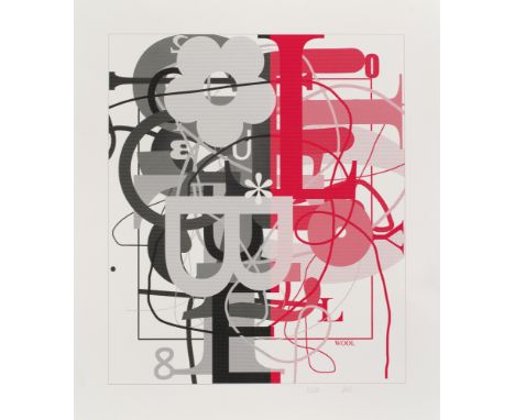 Christopher Wool.  (1965 Chicago). Cats in bag/ bags in rivers. 2016. Farbserigraphie auf BFK Rives. 66 x 65 cm (80 x 70 cm).