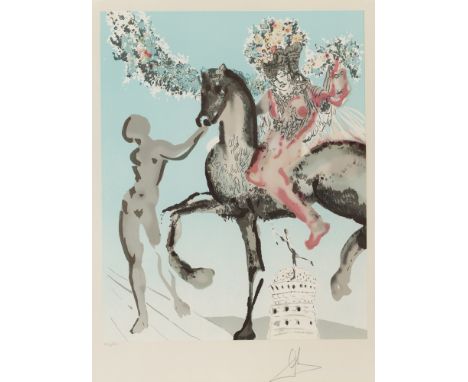 Salvador Dalí.  (1904 - 1989 Figueras). Woman Leading Horse, aus: Les Amoureux. 1979. Farblithographie auf Arches-Velin (mit 