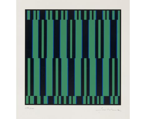 Konkrete Kunst Günter Fruhtrunk (1923 - 1982 München)Gestautes Grün. Um 1965. Farbserigraphie auf leichtem Velinkarton. 40,5 