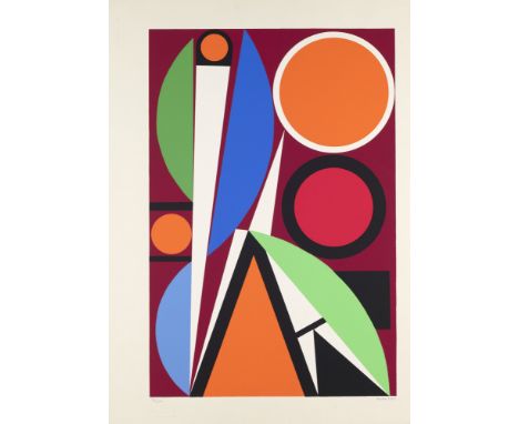 Auguste F. J Herbin. o.T. (Geometrische Komposition). 1957. Farbserigraphie auf festem Velin. 60 x 40 cm (70 x 50 cm). Signie