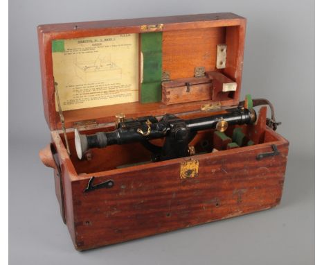 A World War One artillery director in wooden case. Having broad arrow mark. Director No. 5 Mk I.