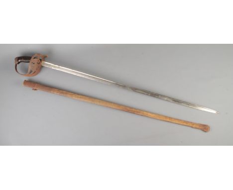 A German/Prussian 1889 cavalry sword with scabbard. Stamped WK&amp;C to blade for Weyersberg, Kirschbaum &amp; Cie of Solinge