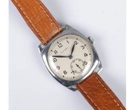 A gents Rotary manual wristwatch with subsidiary second dial on leather strap.  Working.