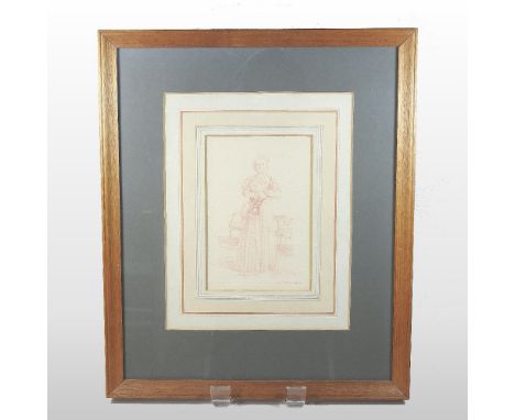 Richard Stone *ARR, (b1951), full length portrait of HM Queen Elizabeth the Queen Mother, signed, crayon on paper, 20 x 13cm,
