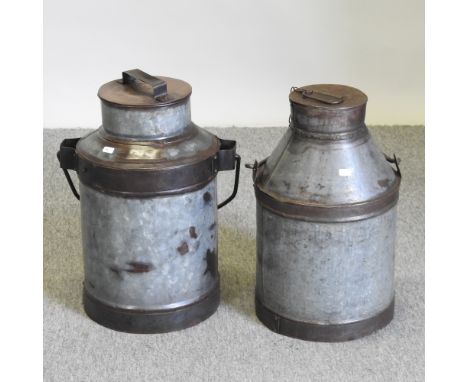 A vintage style milk churn, 47cm high, together with another smaller