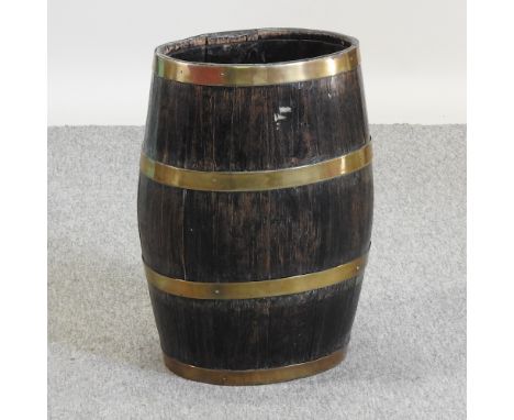 A 19th century coopered oak barrel stick stand, 51cm high