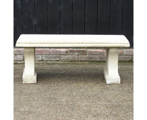 A reconstituted stone garden bench, 115cm