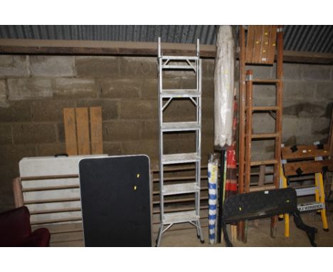 An aluminium step ladder 