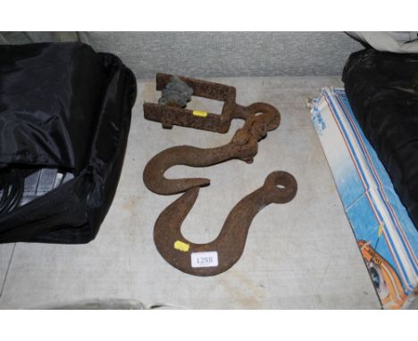 Two vintage iron hooks