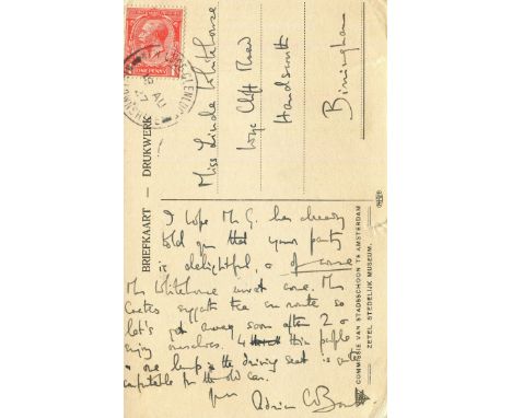 BOULT ADRIAN: (1889-1983) English conductor. Correspondence collection of twenty-four A.Ls.S., Adrian C Boult (4), Adrian (7)