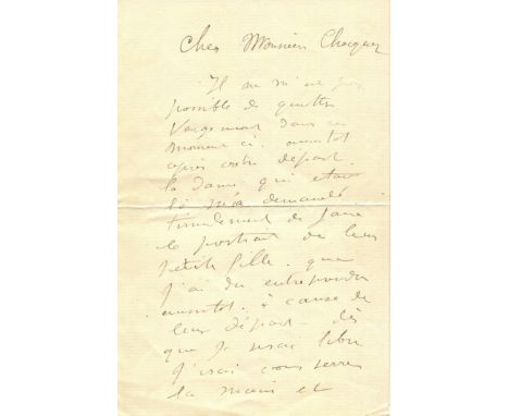 RENOIR PIERRE-AUGUSTE: (1841-1919) French painter. A.L.S., Renoir, two pages (written to the first and third sides of the bif