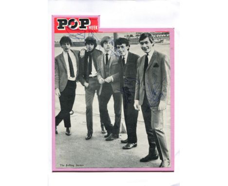 ROLLING STONES THE: Vintage signed 7 x 9 magazine image by all five members of the English rock band the Rolling Stones indiv