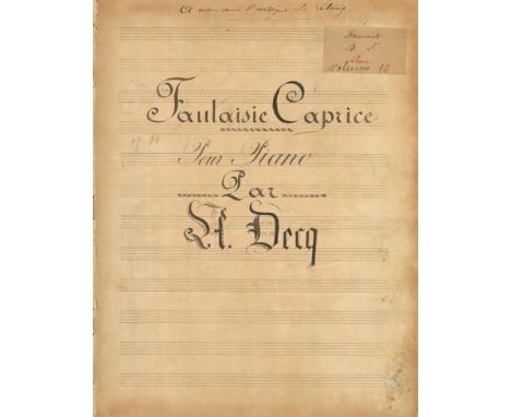 FRENCH COMPOSERS: Small selection of Autograph Musical Manuscripts signed by various composers comprising Georges Falkenberg 