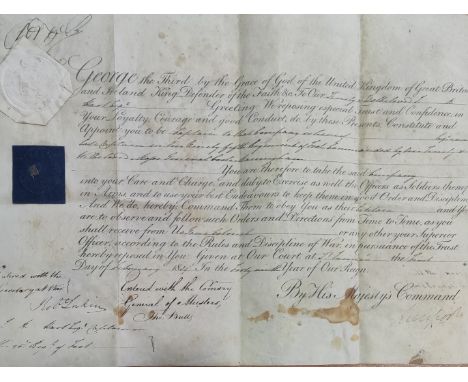 GEORGE III: (1738-1820) King of Great Britain and Ireland 1760-1820. D.S., George R, a 'mad' example, as King, at the head, o
