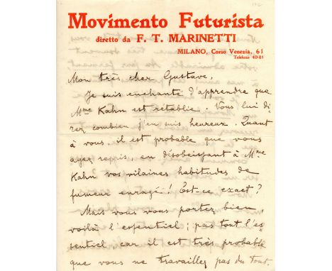 MARINETTI FILIPPO TOMMASO: (1876-1944) Italian poet and art theorist, founder of the Futurist movement, best known as the aut