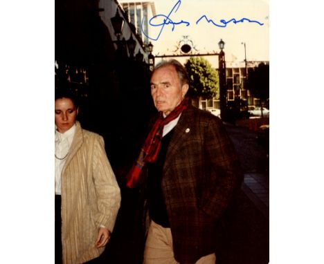 MASON JAMES: (1909-1984) English actor. Signed colour 8 x 10 photograph of Mason in a candid three-quarter length pose walkin