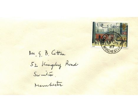 LOWRY L. S.: (1887-1976) English artist. Autograph envelope signed, addressed in Lowry's hand to Mr. G. B. Cotton at Kingsley