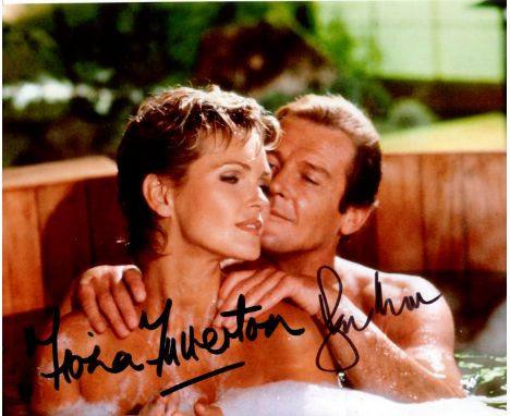 VIEW TO A KILL A: Signed colour 10 x 8 photograph by both Roger Moore (James Bond) and Fiona Fullerton (Pola Ivanova) individ