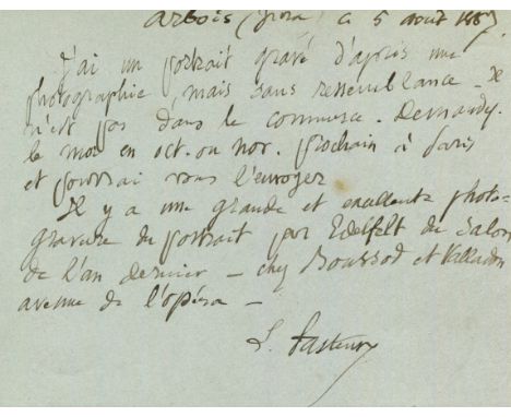 PASTEUR LOUIS: (1822-1895) French Chemist & Microbiologist. A good A.L.S., `L. Pasteur´, one page, to a 12mo grey oblong card