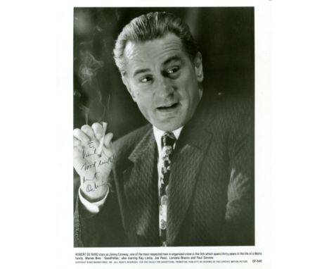 DE NIRO ROBERT: (1943-&nbsp;&nbsp;&nbsp;&nbsp; ) American actor, Academy Award winner. A good signed and inscribed 8 x 10 pho