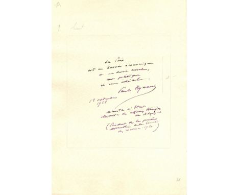 [PAX MUNDI]: [BELGIUM] Selection of Autograph Statements Signed by a variety of famous individuals from Belgium, each one pag