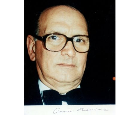 MORRICONE ENNIO: (1928-2020) Italian Composer. Academy Award winner. Signed 8 x 10 colour photograph by Morricone, the image 